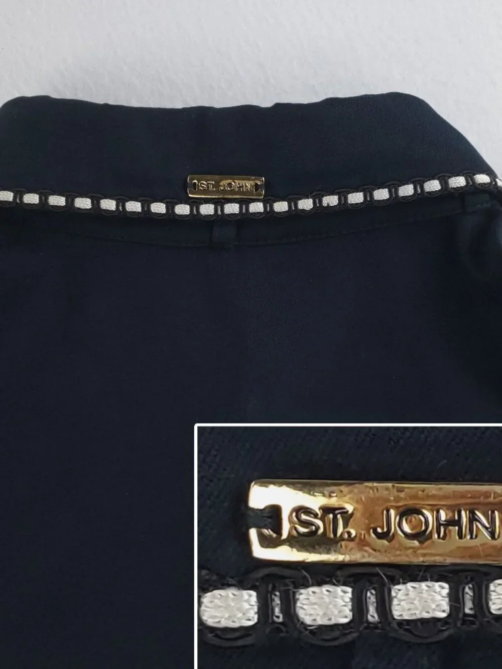 St. John Sport Marie Gray Vintage Chore Jacket Snap USA Shoulder Pads Women's XL